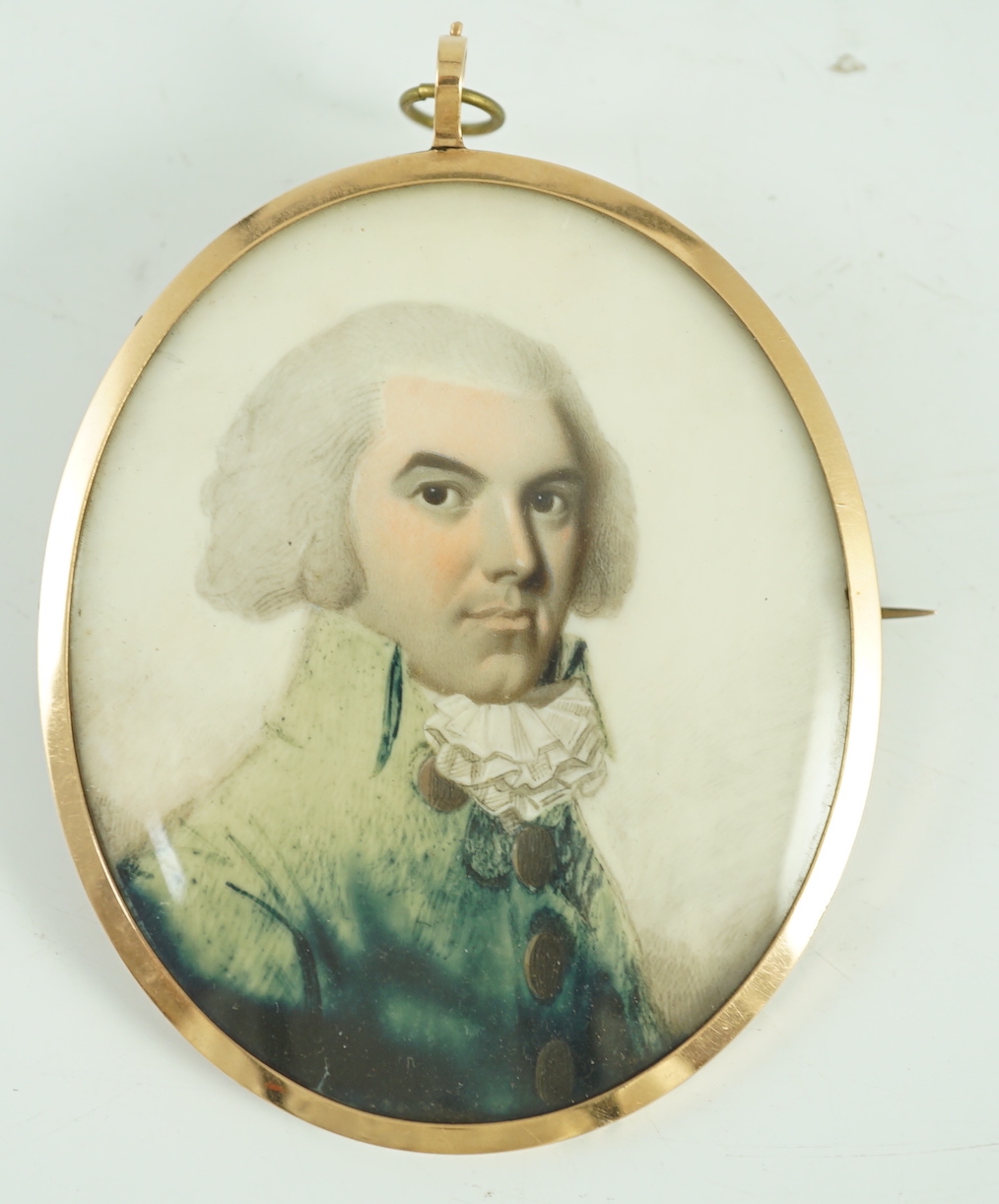 John Barry (fl.1784-1817), Portrait miniature of a gentleman, watercolour on ivory, 6.5 x 5.5cm CITES Submission reference GJY3XKA9
